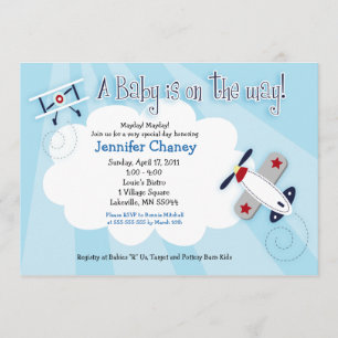{TBA} AVIATOR Airplane 12x18 Baby Shower Einladung