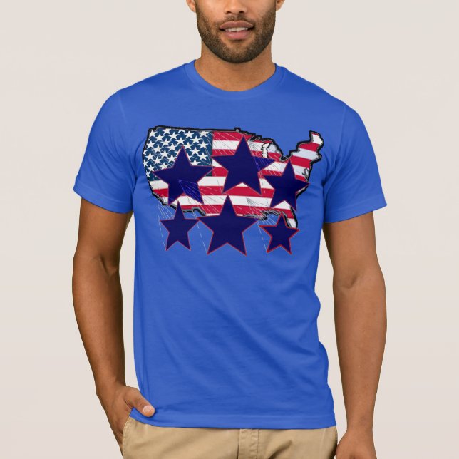 TBA AWARD Gewinner des American Map Flag with Star T-Shirt (Vorderseite)