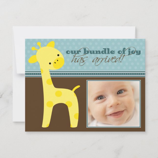 {TBA} Bundle of Joy Giraffe Birth Announcement Ankündigung (Vorderseite)