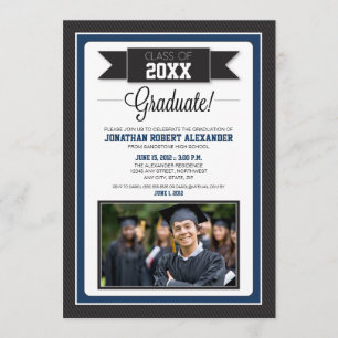 {TBA} Classic Graduation Party Invitation (Marine) Einladung
