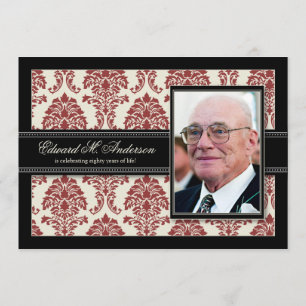 {TBA} Golden Years Damask Birthday Invite (rot) Einladung