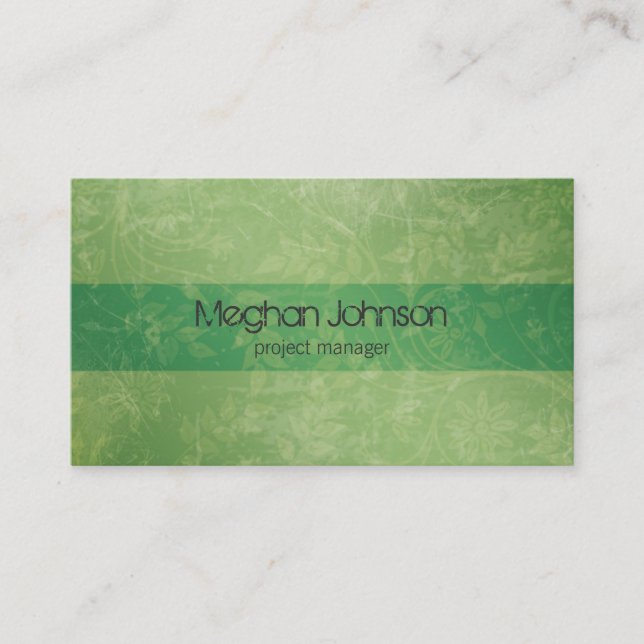 {TBA} Grunge Floral Green Trendy Business Card Visitenkarte (Vorderseite)