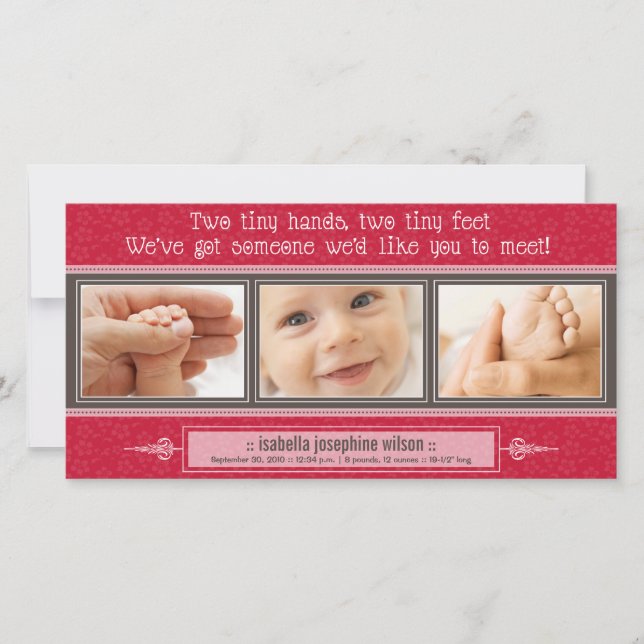 {TBA} Kleine Hände, winzige Füße Geburtsankündigun Ankündigung (Vorderseite)