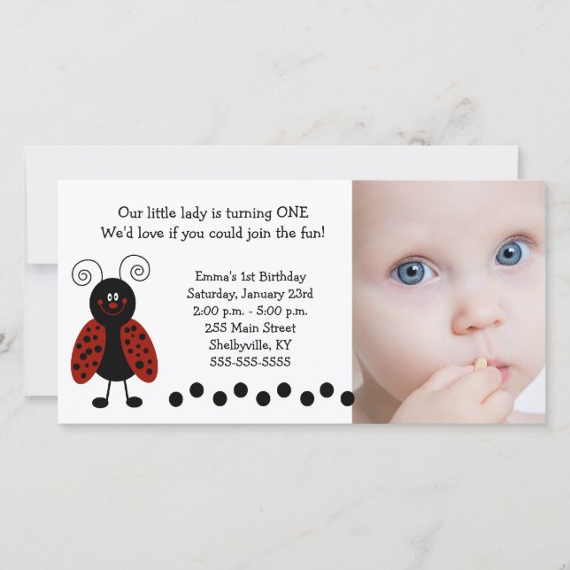{TBA} Little Ladybug Foto Geburtstag / Geburt (Vorderseite)