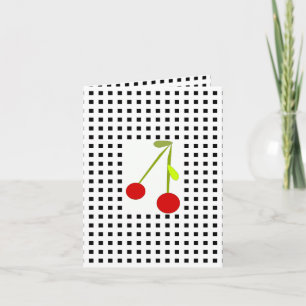 TBA ~ Retro Red Cherries 'n Karo Note Card Karte