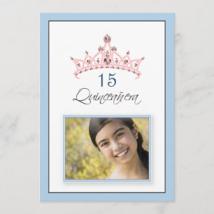 {TBA} Rosa Jeweled Tiara Quinceañera Einladung