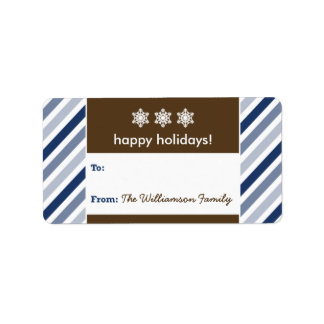{TBA} Snowflake Ribbon Holiday Geschenk Tag (Marin Adressaufkleber