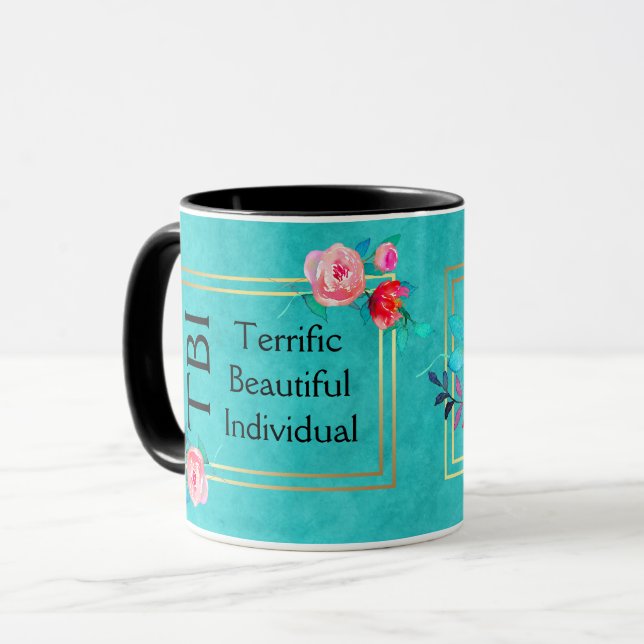 TBI Wunderschönes, individuelles Rosa Floral Tasse (Vorderseite Links)