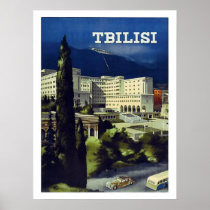 Tbilisi, Georgien, große Stadt, vintage Reiseposte Poster