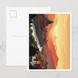 Tbilisi Georgien Kunst Vintage Reiseillustration Postkarte
