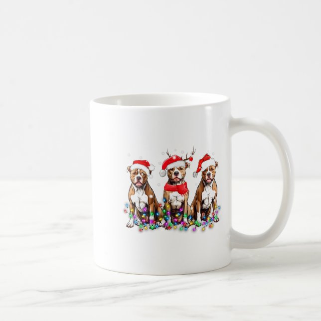 Tbull Dog Christmas Lights Cute Pet Matching Famil Kaffeetasse (Rechts)