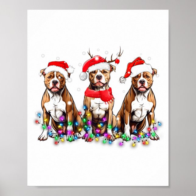 Tbull Dog Christmas Lights Cute Pet Matching Famil Poster (Vorne)