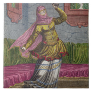 Tchinguis oder türkischer Tänzer, 18. Jahrhunder Fliese