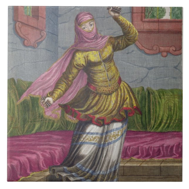 Tchinguis oder türkischer Tänzer, 18. Jahrhundert Fliese (Vorderseite)