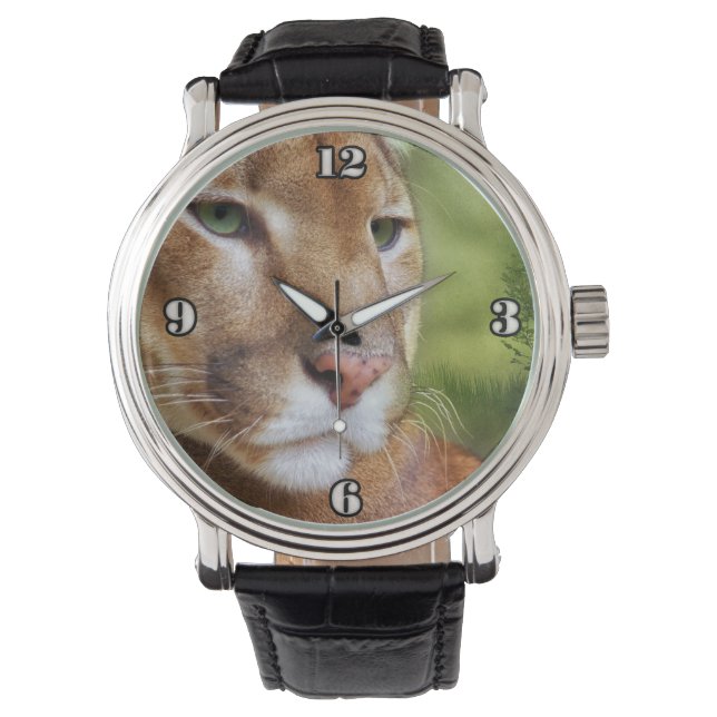 TCWC - Puma Mountain Lion Art Armbanduhr (Vorderseite)