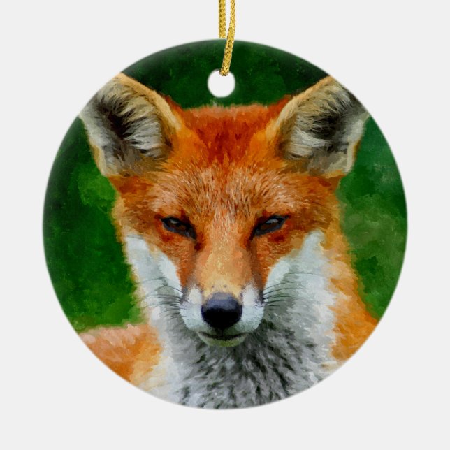 TCWC - Roter Fox-Aquarell-Malerei-Gewohnheits-Jahr Keramikornament (Vorne)