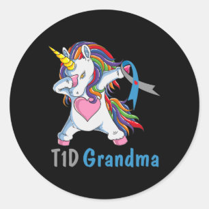 Td1 Oma Dabbing Unicorn Typ 1 Diabetes Awaren Runder Aufkleber
