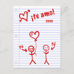 te amo bocetos de papel de cuaderno postkarte