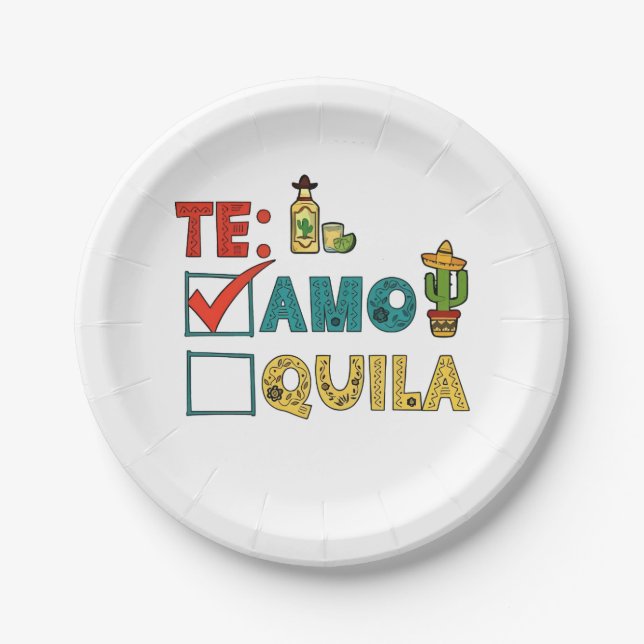 Te Amo Tequila Cinco De Mayo Funny Pappteller (Vorderseite)