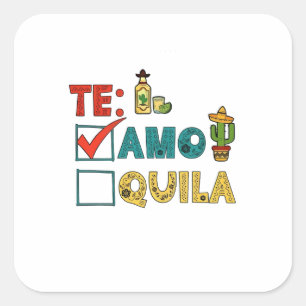 Te Amo Tequila Cinco De Mayo Funny Quadratischer Aufkleber