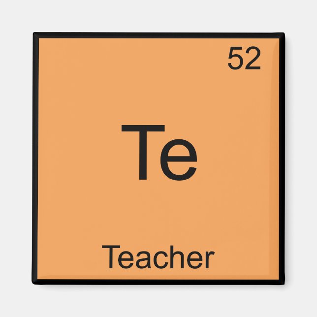 Te - Lehrer Funny Chemistry Element Symbol T-Shirt Magnet (Vorne)