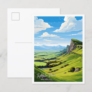 Te Mata Peak Neuseeland Reiseillustration Postkarte