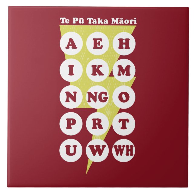 Te Pu Taka Maori Maori Alphabet Fliese (Vorderseite)