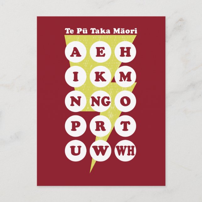 Te Pu Taka Maori Maori Alphabet Postkarte (Vorderseite)