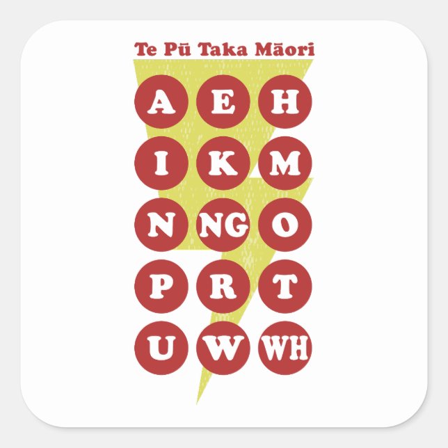 Te Pu Taka Maori Maori Alphabet Quadratischer Aufkleber (Vorderseite)