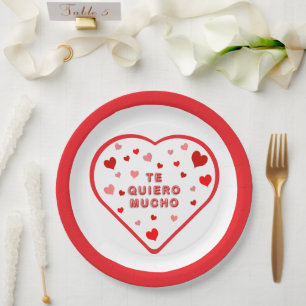 Te Quiero Mucho Valentinstag Pappteller