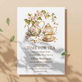 Tea-Baby-Dusche mit floraler Teekanne Einladung