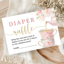 Tea-Baby-Shower-Mädchen Rosa Teeparty-Windel-Raffl