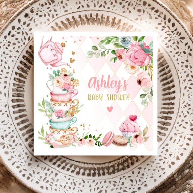 Tea Baby Shower Pink Flower Girl Baby wird brauen Serviette (Von Creator hochgeladen)