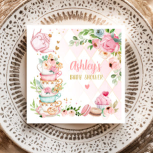 Tea Baby Shower Pink Flower Girl Baby wird brauen Serviette