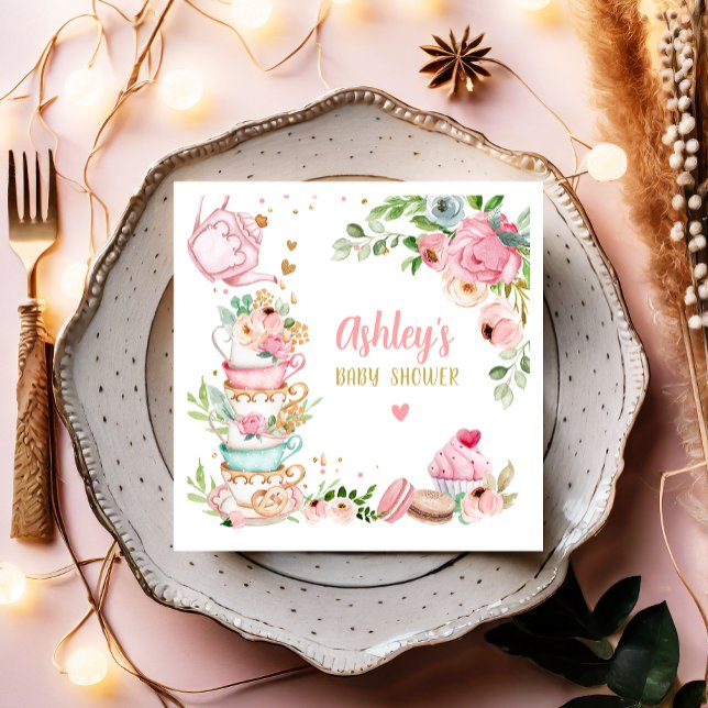 Tea Baby Shower Pink Flower Girl Baby wird brauen Serviette (Von Creator hochgeladen)
