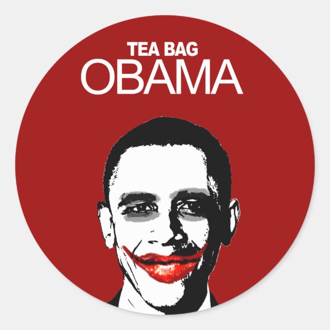 TEA BAG OBAMA RUNDER AUFKLEBER (Vorderseite)