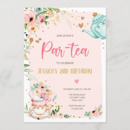 Tea Birthday Einladung Girl Party Par-tea Floral