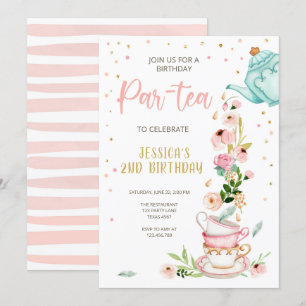 Tea Birthday Einladung Girl Party Par-tea Floral