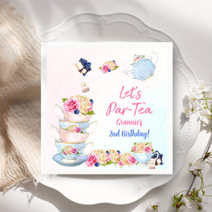 Tea Birthday Party Rosa Blume Girl Par-tea Floral Serviette
