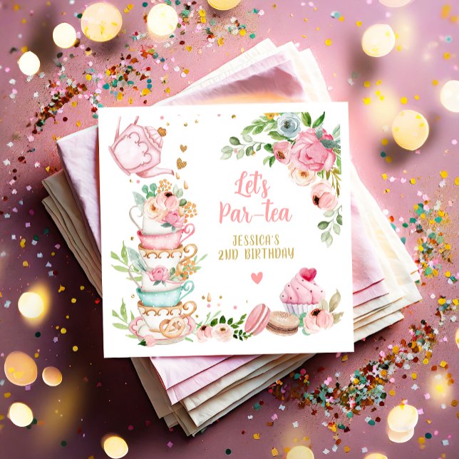 Tea Birthday Party Rosa Blume Girl Par-tea Floral Serviette (Von Creator hochgeladen)
