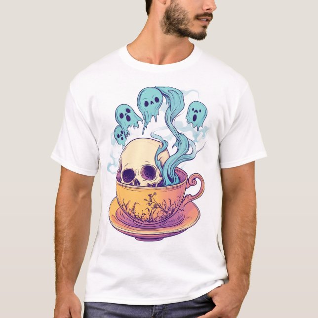 Tea & Bones � Funny Relaxed Skull T-Shirt (Vorderseite)