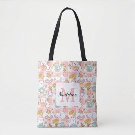 Tea & Bookish Cats Tote Bag Pink