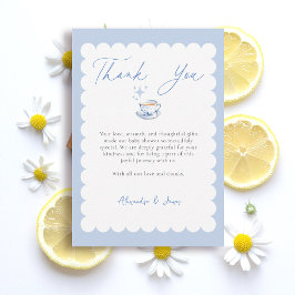Tea Brewing Script Blue Theme Script Baby Shower Dankeskarte