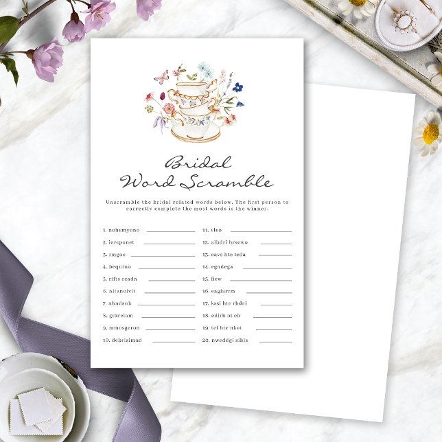 Tea Bridal Word Scramble Game (Tea Cup Bridal Shower Word Scramble Game by Painted Paperie
)