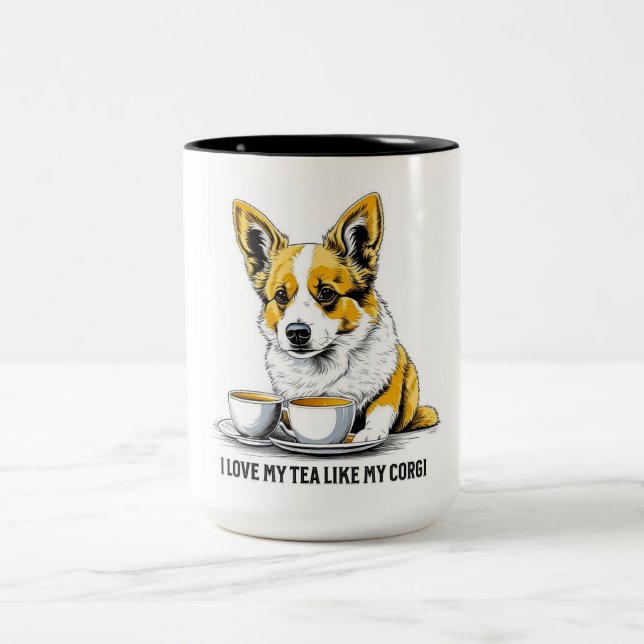 Tea & Corgi Zweifarbige Tasse (Mittel)