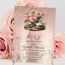 Tea Cup Blume Glitzer Rose Gold 40. Geburtstag