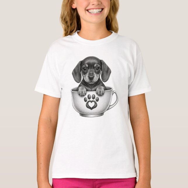 Tea Cup Dachshund Welpe T-Shirt (Vorderseite)