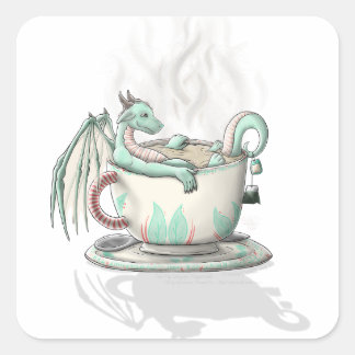 Tea Cup Dragons: Peppermint (Clear) Quadratischer Aufkleber