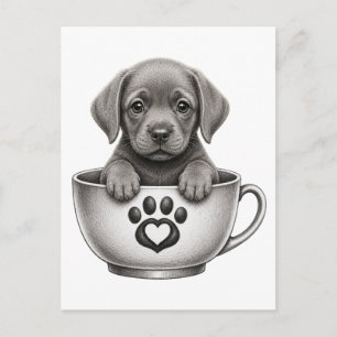 Tea Cup Silber Labrador Retriever Welpe Feiertagspostkarte