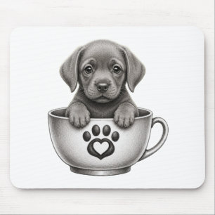 Tea Cup Silber Labrador Retriever Welpe  Mousepad